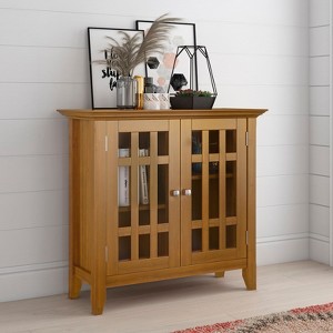 ORRD Low Storage Media Cabinet Light Golden Brown - 32" Cabinet with 2 Glass Doors & Adjustable Shelves - 1 of 4