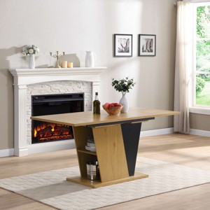 61" Extendable Dining Table with Storage,Modern Rectangular MDF Dining Table with Metal Frame,Wood Dining Table for Kitchen Dining Room-Koiai - 1 of 4