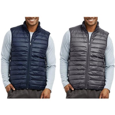 Galaxy Playertees Men's Modern Fit  Packable Midweight Puffer Vest-2 Pack