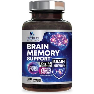 Brain Booster Nootropic Supplement 1000mg Support Focus Energy Memory & Clarity - 180 Capsules By Nature's Nutrition - 1 of 4
