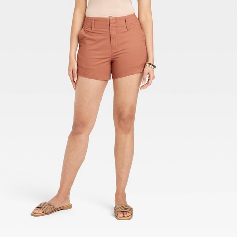 Women s High rise Everyday Chino Shorts A New Day Brown 10 Target