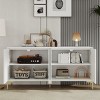 59.8" Four-Door Sideboard with Adjustable Shelves and Carved Texture,Scratch-Resistant Cabinet for Entryway or Living Room-The Pop Home - 3 of 4