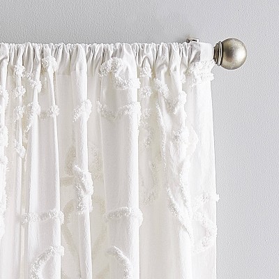 Winter White Cotton Chenille Rod Pocket Curtains, 50" x 108"