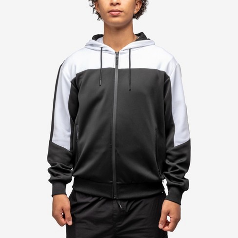 Cultura Men's Zip Up Hoodie Track Suit In Black/white Size X Large