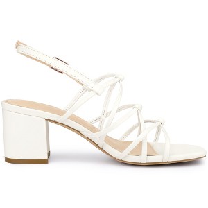 Allegra K Women's Square Toe Knots Strappy Ankle Strap Chunky Heels Sandals - 1 of 4