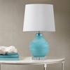 Hampton Hill 14"x23.5" Maelle Blue Aqua Swirl Blown Glass Table Lamp: Acrylic Base, White Drum Shade - 3 of 4