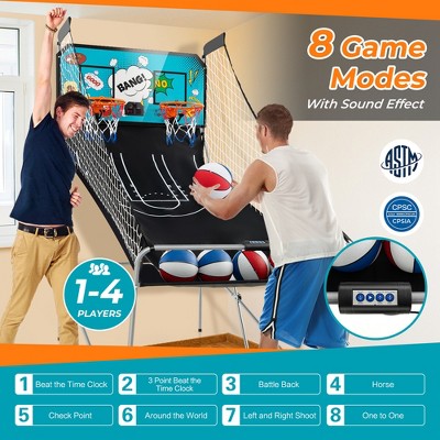 Green Dual Shot Basketball Arcade Game with Metal Frame and Polyester Ramp