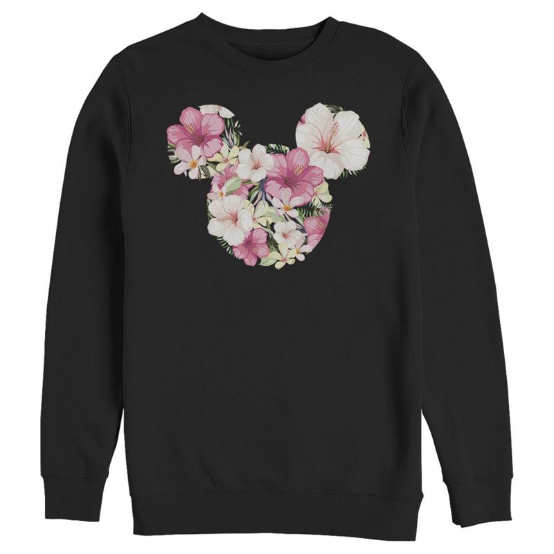 Men's Mickey & Friends Pink Floral Mickey Mouse Logo Sweatshirt, 1 of 5
