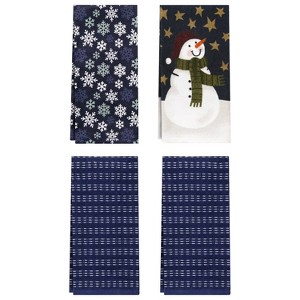 John Ritzenthaler Co. 100% Cotton Kitchen Towels Starry Snowflakes Navy Absorbent Dish Towels for Drying & Cleaning Soft & Durable (Set of 4) - 1 of 4