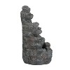 Okak 4/5-Tiered Concrete Rock Outdoor Fountain, Weather-Resistant Water Fountain with Smoothing Water Sound Ambiance, Freestanding Fountain - 3 of 4