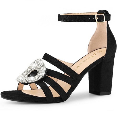 Black buckle heeled discount sandals