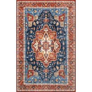 Nuloom Hera Medallion Spill Proof Treated Pet Friendly Premium Machine Washable Area Rug - 1 of 4