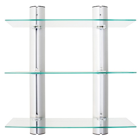 Bathroom Wall Mounted Clear Glass Shelf With Chrome Supports