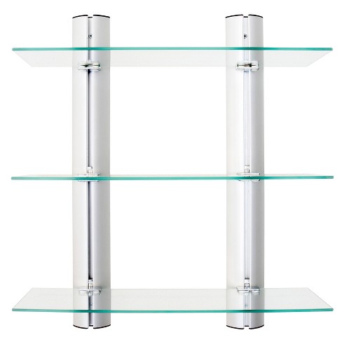 3 Tier Wall Mount Adjustable Glass, Wall Mounted Glass Shelves For Bar
