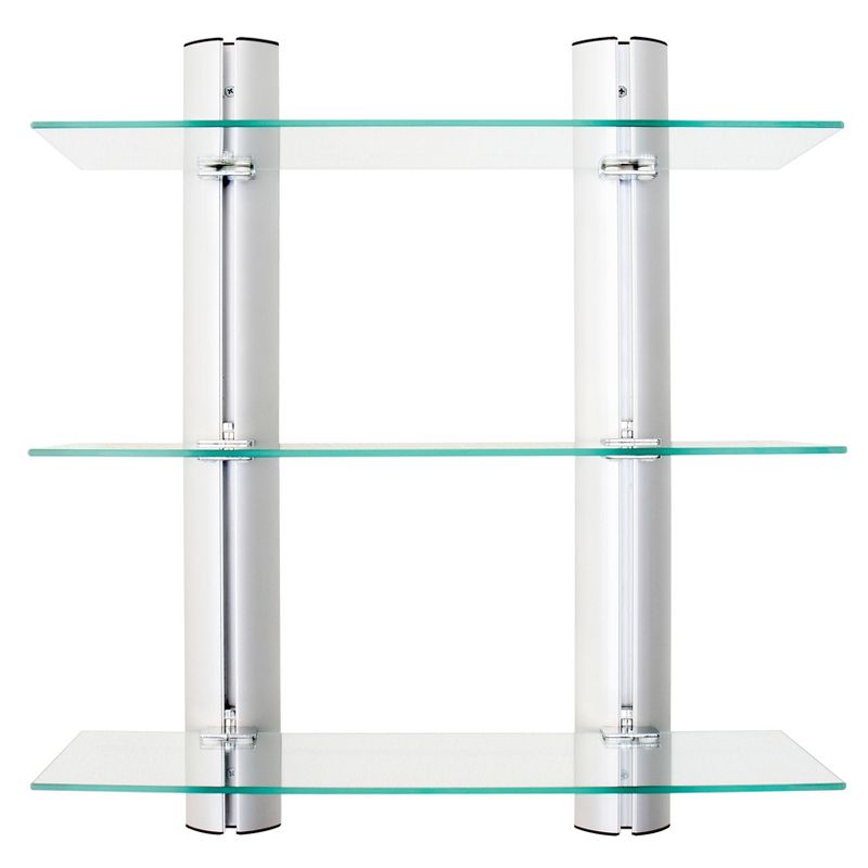 3 Tier Wall Mount Adjustable Glass Shelving Unit with Aluminum Bars - Danya B., 1 of 11