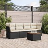 vidaXL Patio Sofa Set with Cushions Outdoor Furniture 5 Piece Poly Rattan - Black and Cream - 2 of 4