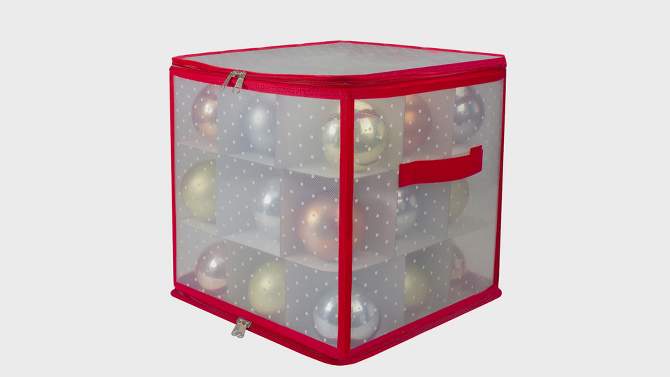 Northlight 12" Transparent Zip Up Christmas Storage Box- Holds 27 Ornaments, 2 of 5, play video