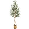 4 FT Artificial Olive Tree Indoor, Tall Tree with Moss, Black Nursery Pot Artificial Silk Plant, Designed Faux Wood Trunk and Realistic Fruit - 2 of 4