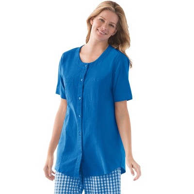 Woman Within Plus Size Short-Sleeve Crinkle Shirt