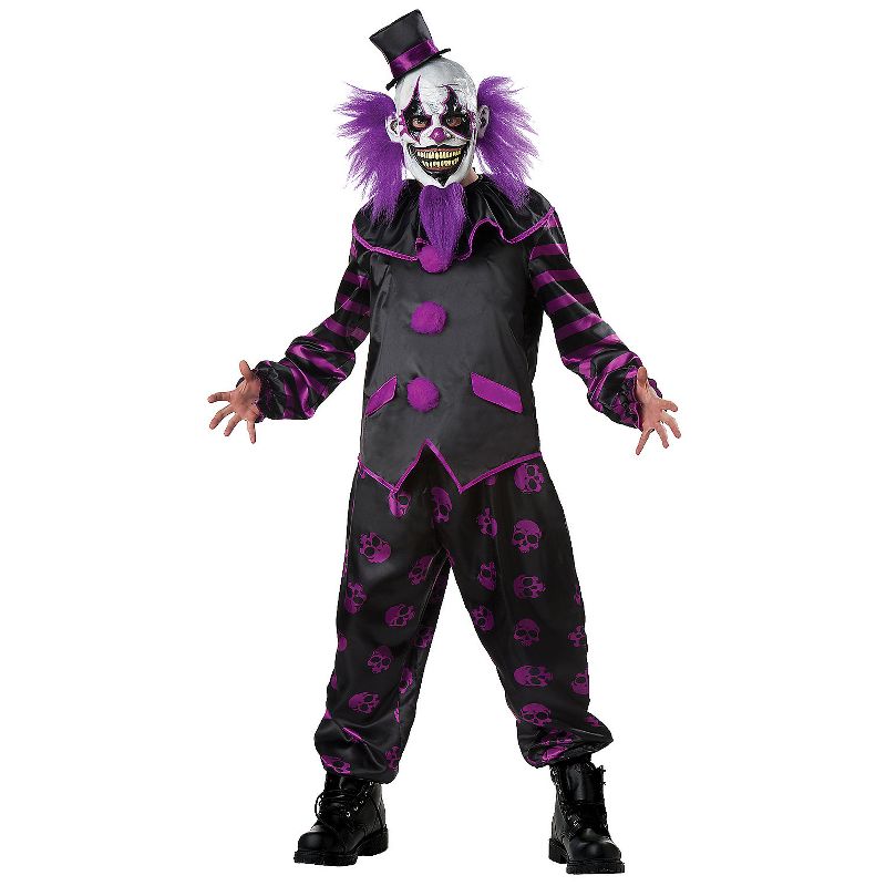 Seasonal Visions Mens Bearded Clown Costume - One Size Fits Most - Black, 1 of 2