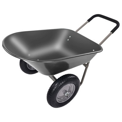 Elevon 2 Wheel Gardening Utility Wheelbarrow, Yard Cart w/ Built-in Stand, Black