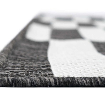 Charcoal Stripe 4' x 6' Synthetic Easy-Care Outdoor Rug