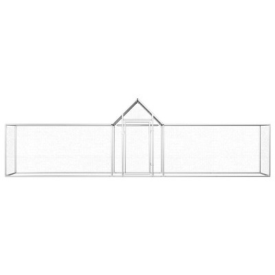 vidaXL Chicken Coop Silver Galvanized Steel 16.4 x 3.3 x 4.9 ft