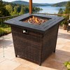 28" Propane Gas Fire Pit Table, 50000 BTU Square Steel Fire Pit with Beautiful Wicker Base for Outside Patio Deck Garden Backyard-Black - 3 of 4