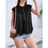 Women's Fringe Vest 70s Denim Zip Up Jacket Hippie Sleeveless Loose Costume - 4 of 4