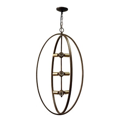 Taos Modern Distressed Brass 9-Light Adjustable Orb Chandelier