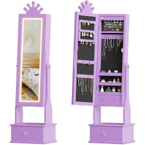 Kids Jewelry Armoire, Freestanding Vanity Full-Length Mirror & 3 Storage Drawers for Girls - 1 of 4