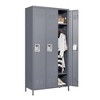 ACEPANO 72 in. H Metal Storage Cabinet with 3 Doors & Locks for Home, Office & School-Gray - 3 of 4