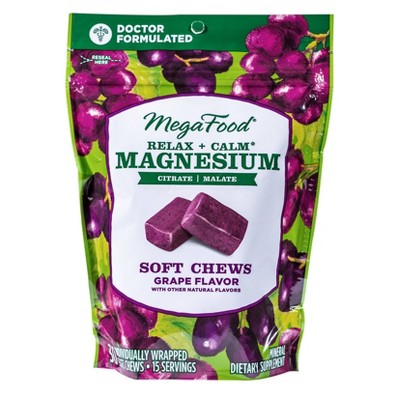 MegaFood Relax Calm Magnesium Soft Chews - Grape - 30ct