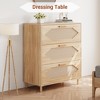3 Drawer Rattan Dresser, Rattan Dresser Chest of Drawers, Storage Cabinets for Bedrooms, Hallways, Living Rooms, Entryways, Wood Color - 2 of 4