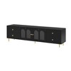 70.9'' Modern TV Stand for TVs up to 75 Inches, Entertainment Center with Glass Door, 4 Drawers and 2 Cabinets, Five Metal Legs ,White - 4 of 4