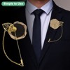 Unique Bargains Wedding Rose Men Suit Boutonnieres Lapel Pin with Gold Leaf Brooch 6 Pcs - 4 of 4