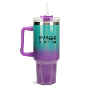 100 North She Believed She Could So She Did Faith Wrap-Around 40 Oz. Stainless Steel Water Bottle Coffee Mug, Spill & Leak Resistant, Travel Tumbler - 1 of 4