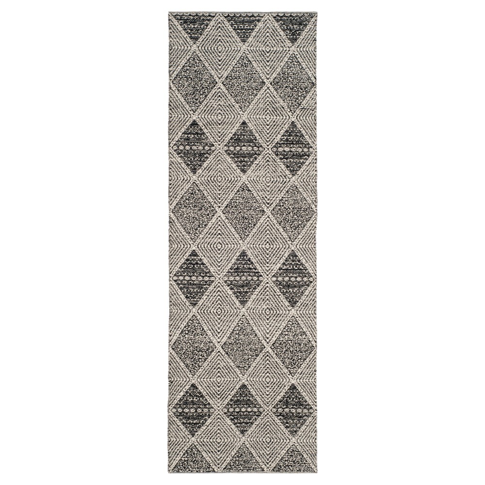 2'3inx7' Runner Black Geometric Woven - Safavieh