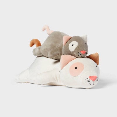 Cat and Baby Weighted Plush Kids' Throw Pillow Cream - Pillowfort™