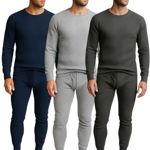 3 Pack Men’s Thermal Underwear Set – Waffle Knit Base Layer Top & Bottom Long Johns - 1 of 4