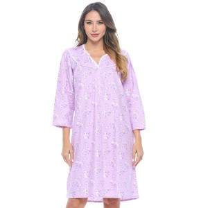 Casual Nights Women's Flannel Floral Long Sleeve Nightgown - 1 of 4