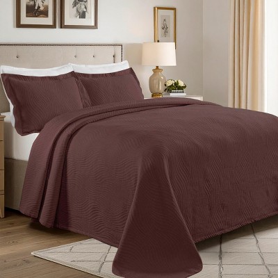 100% Cotton Bedspread Set Waves Matelasse Decorative Bedspread and Pillow Sham Set by Blue Nile Mills