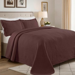 100% Cotton Bedspread Set Waves Matelasse Decorative Bedspread and Pillow Sham Set by Blue Nile Mills - 1 of 4