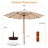 Tangkula 9.5 FT Rope Pulley Wooden Umbrella Market w/ Fiberglass Ribs Patio - 3 of 3