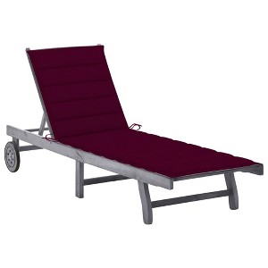 vidaXL Patio Sun Lounger with Cushion Gray Solid Wood Acacia - 1 of 4