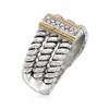 Ross-Simons 0.10 ct. t.w. CZ 3-Row Ring in Sterling Silver and 14kt Yellow Gold - 3 of 4