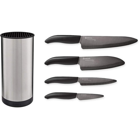 Kyocera Universal Black Blade Ceramic Knife Block Set, Stainless Block :  Target