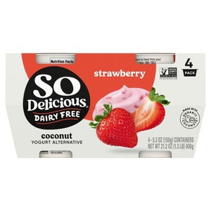 So Delicious Dairy Free Strawberry Coconut Milk Yogurt - 4ct/5.3oz Cups - 1 of 4