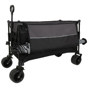 VisioGear Extra Large 300L Folding Wagon Cart with 480lbs Capacity, Side Pockets, and Drink Holders for Camping, Black&Gray, 41.34"*25.2"*44.17" - 1 of 4
