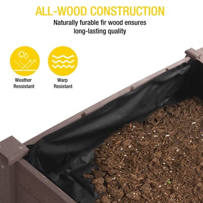 Brown Wooden Raised Garden Bed with Storage Shelf